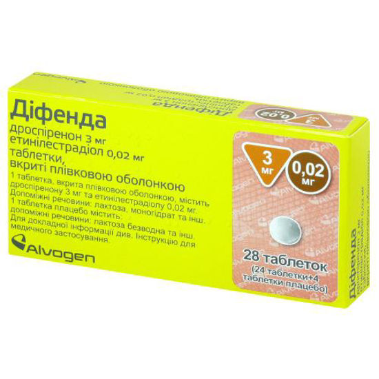 Діфенда таблетки 0.02 мг/3 мг №28